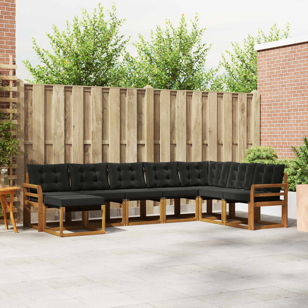 Udendørs sofagruppe med pude 8 pcs Naturlig og sort
