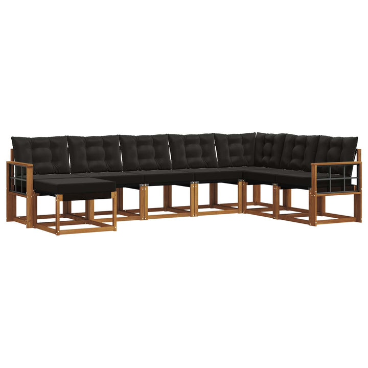 Udendørs sofagruppe med pude 8 pcs Naturlig og sort