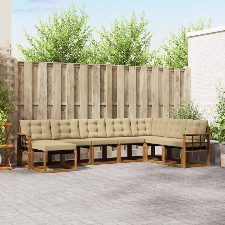 Udendørs sofagruppe med pude 8 pcs Naturlig og Beige