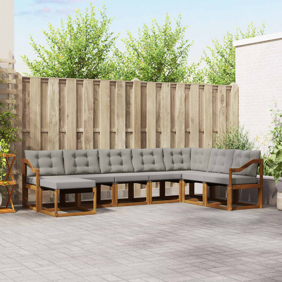 Udendørs sofagruppe med pude 8 pcs Naturlig og Lys Grå