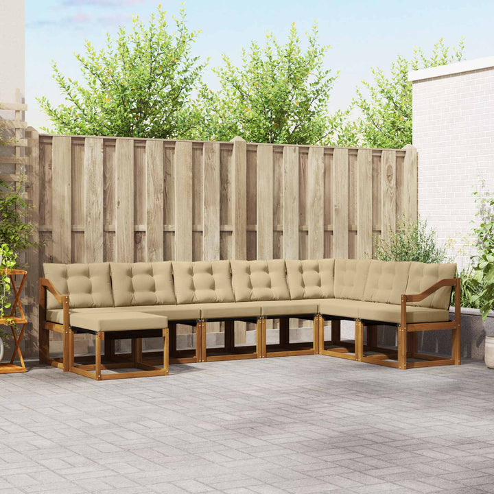 Udendørs sofagruppe med pude 8 pcs Naturlig og Beige