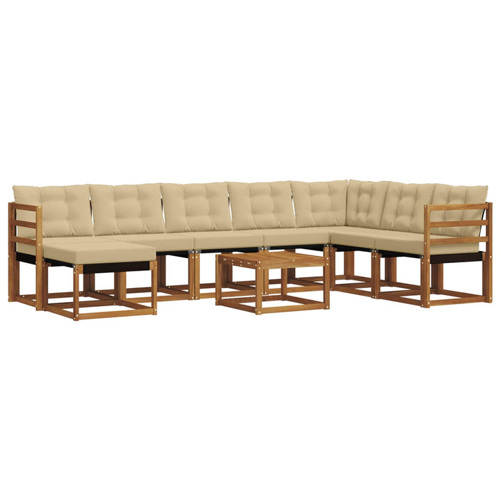 Udendørs sofagruppe med pude 9 pcs Naturlig og Beige