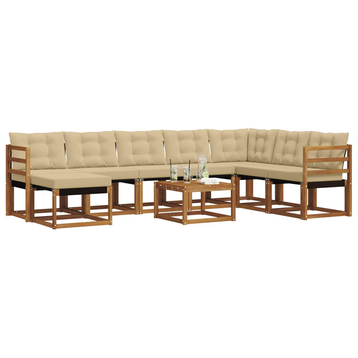 Udendørs sofagruppe med pude 9 pcs Naturlig og Beige