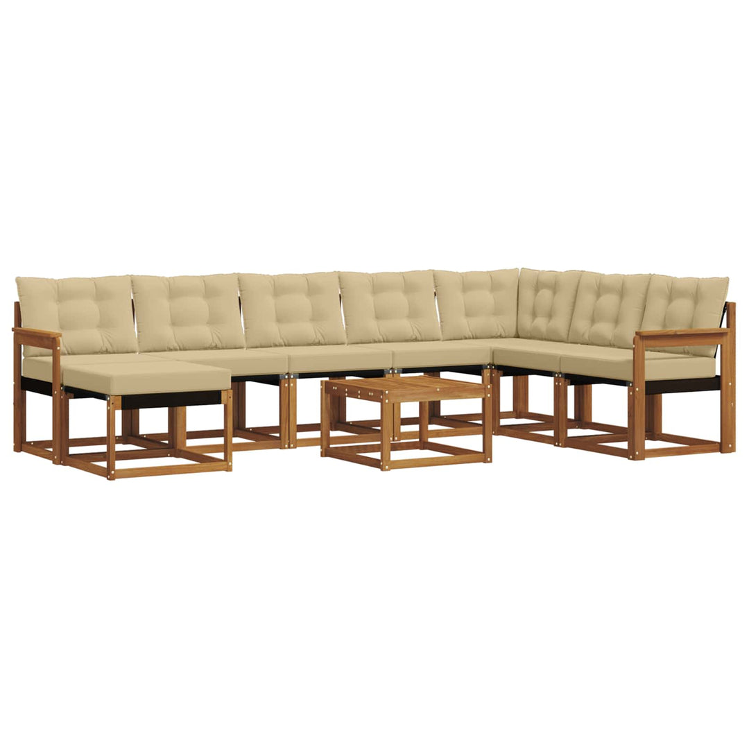 Udendørs sofagruppe med pude 9 pcs Naturlig og Beige