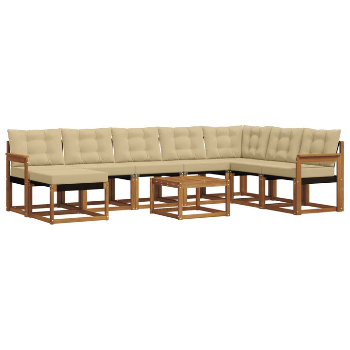 Udendørs sofagruppe med pude 9 pcs Naturlig og Beige