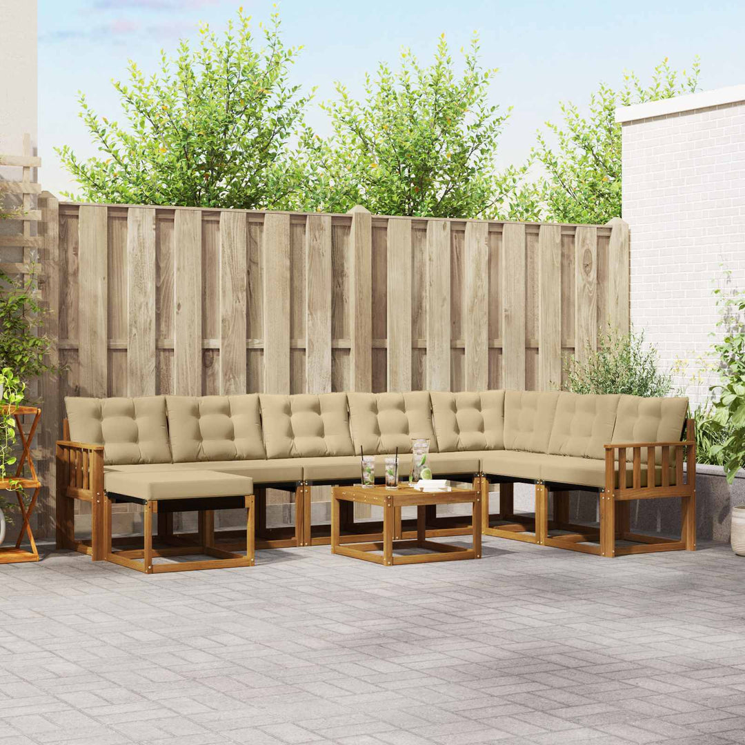 Udendørs sofagruppe med pude 9 pcs Naturlig og Beige