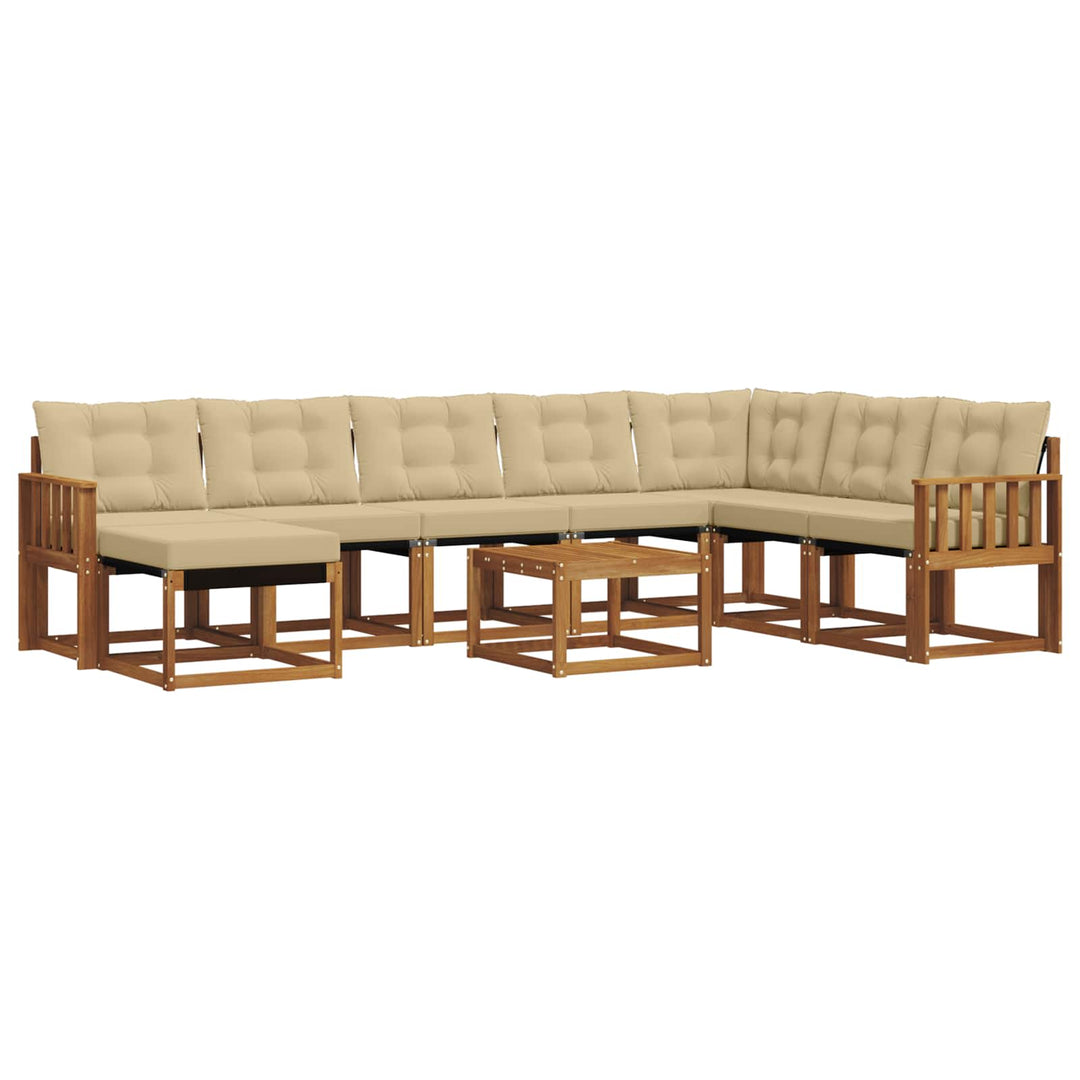 Udendørs sofagruppe med pude 9 pcs Naturlig og Beige