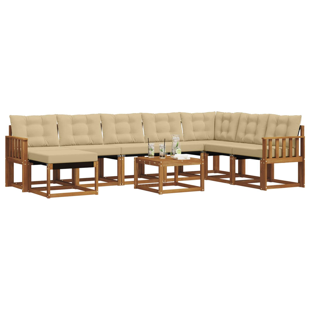 Udendørs sofagruppe med pude 9 pcs Naturlig og Beige