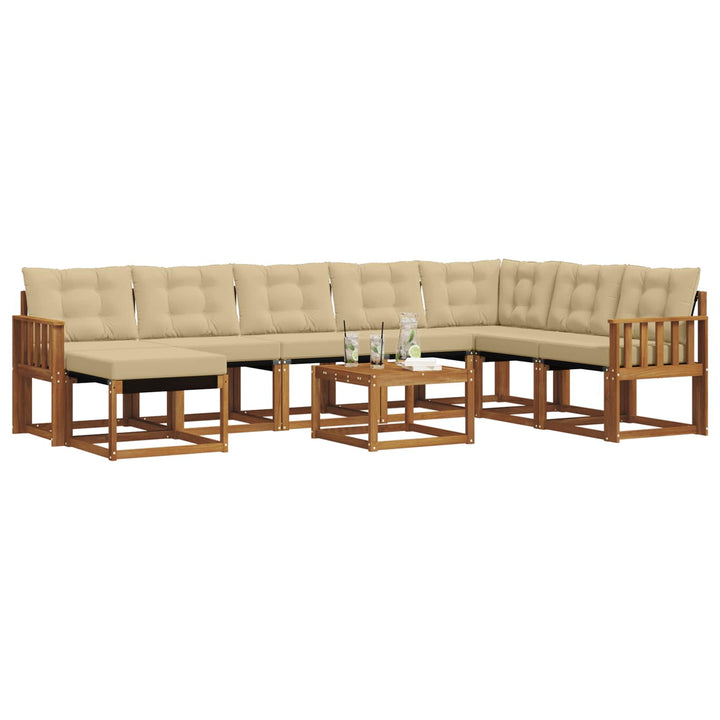 Udendørs sofagruppe med pude 9 pcs Naturlig og Beige