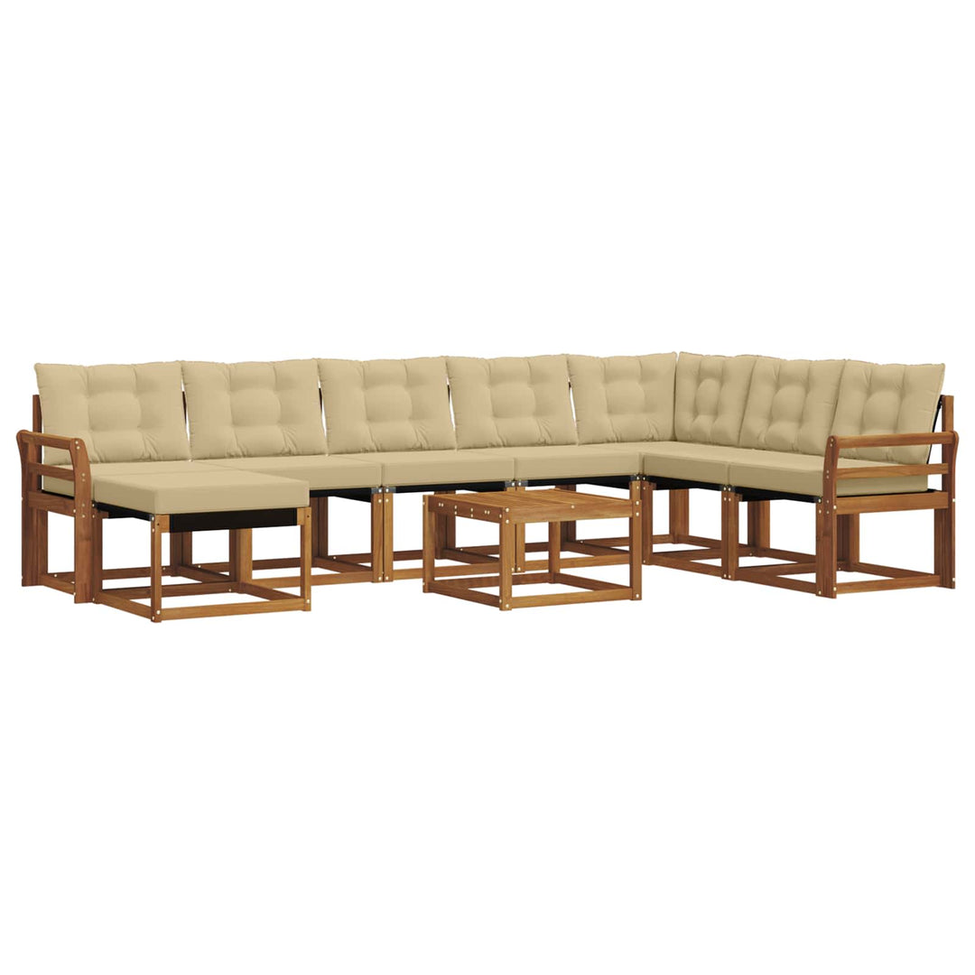Udendørs sofagruppe med pude 9 pcs Naturlig og Beige
