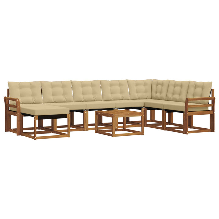 Udendørs sofagruppe med pude 9 pcs Naturlig og Beige