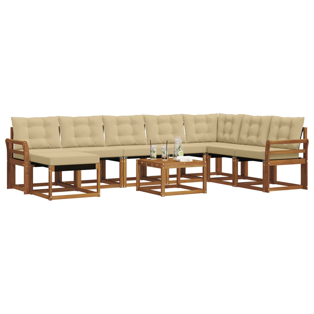 Udendørs sofagruppe med pude 9 pcs Naturlig og Beige