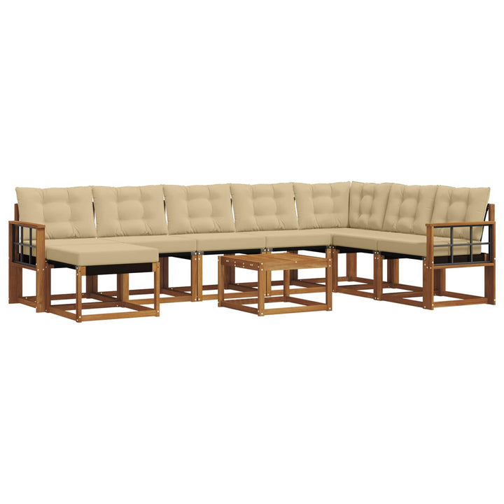 Udendørs sofagruppe med pude 9 pcs Naturlig og Beige