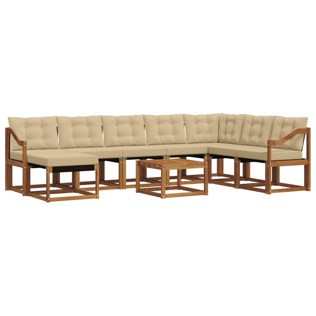 Udendørs sofagruppe med pude 9 pcs Naturlig og Beige