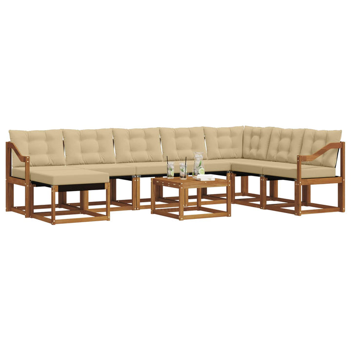 Udendørs sofagruppe med pude 9 pcs Naturlig og Beige