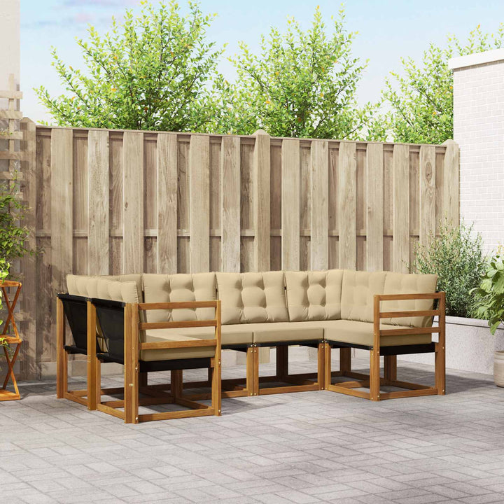 Udendørs sofagruppe med pude 6 pcs Naturlig og Beige