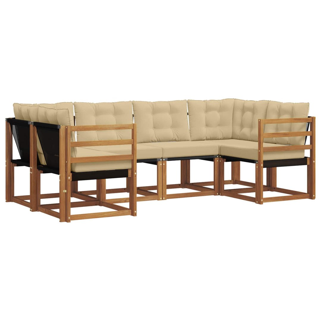 Udendørs sofagruppe med pude 6 pcs Naturlig og Beige