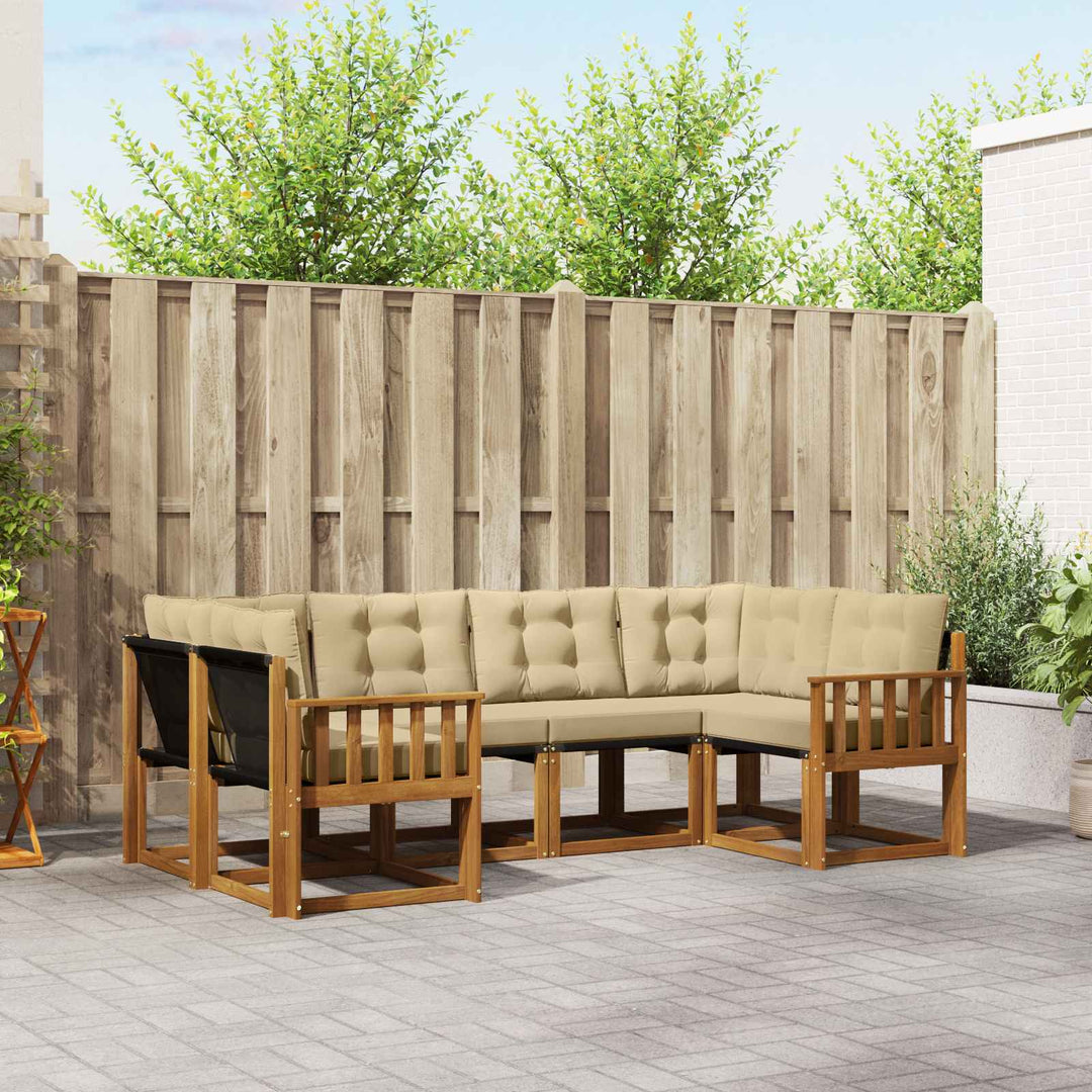 Udendørs sofagruppe med pude 6 pcs Naturlig og Beige