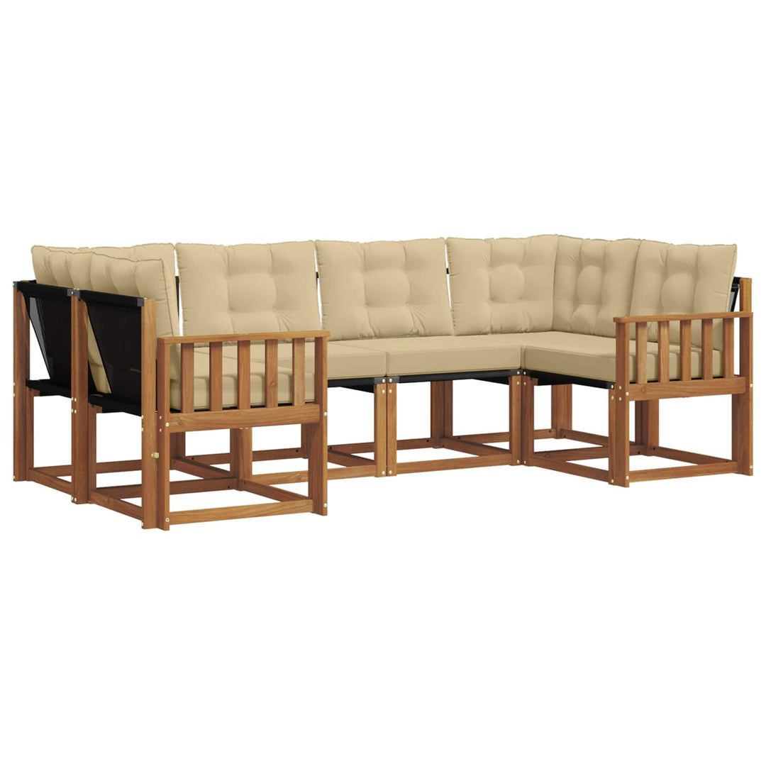 Udendørs sofagruppe med pude 6 pcs Naturlig og Beige