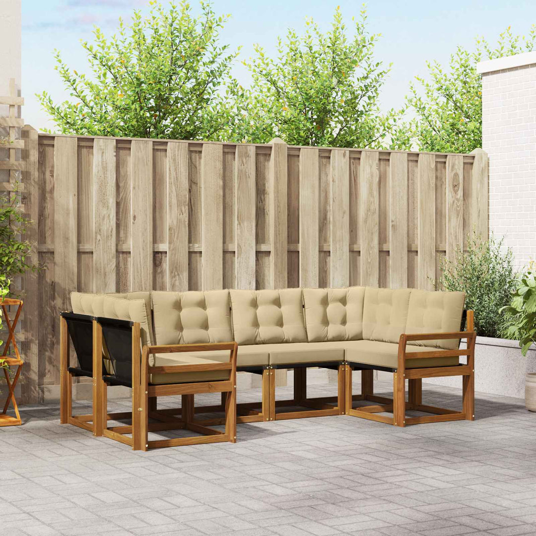 Udendørs sofagruppe med pude 6 pcs Naturlig og Beige