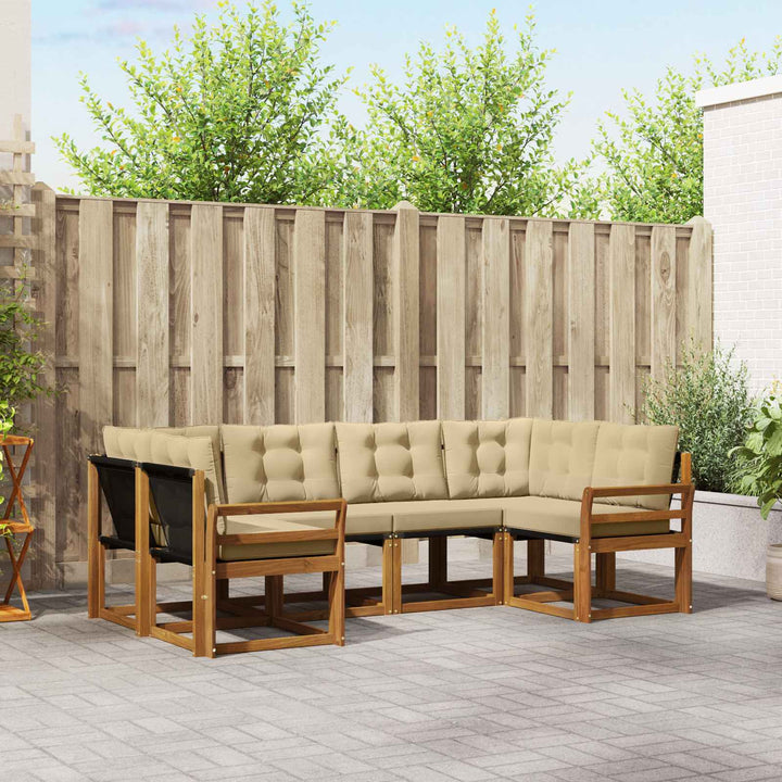 Udendørs sofagruppe med pude 6 pcs Naturlig og Beige