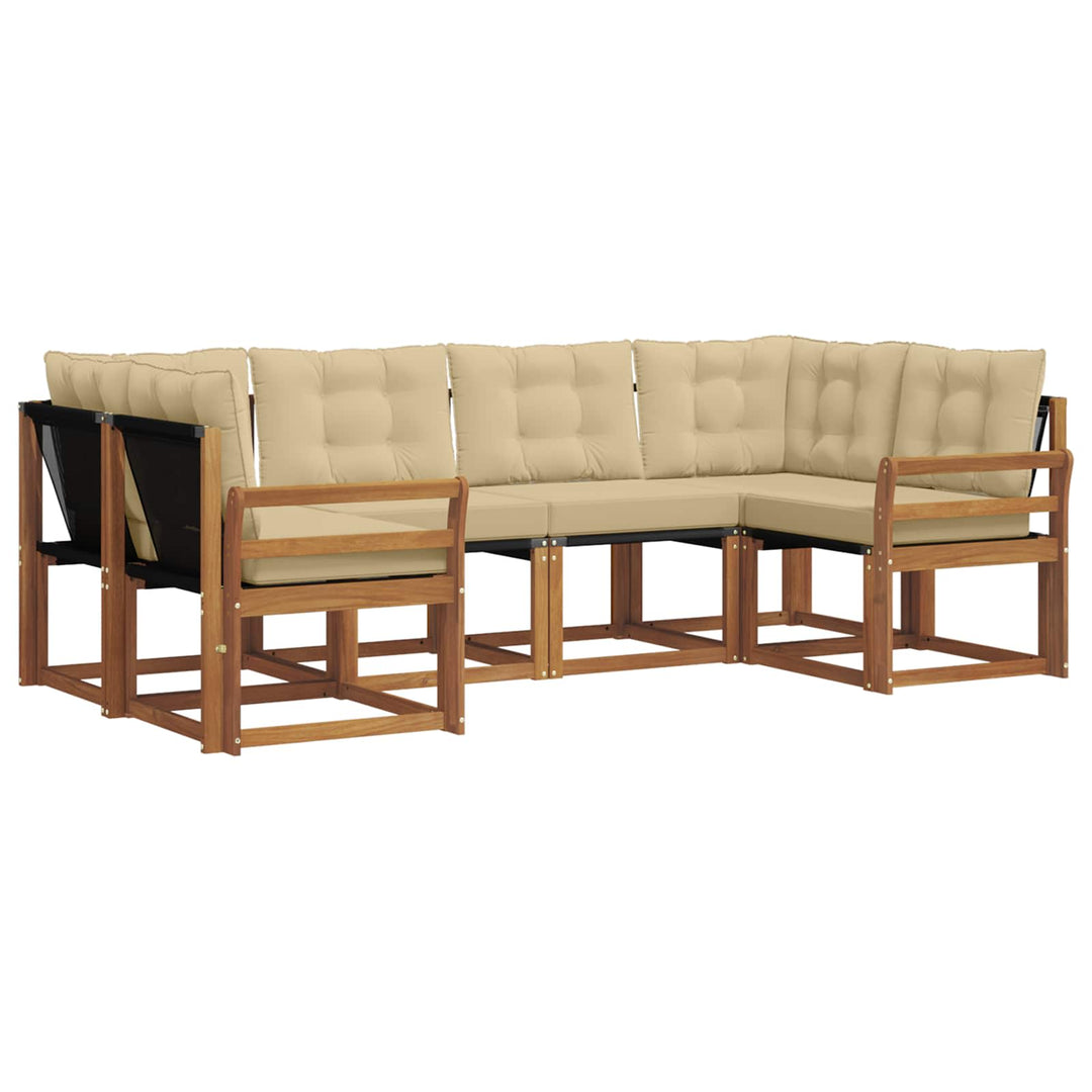 Udendørs sofagruppe med pude 6 pcs Naturlig og Beige