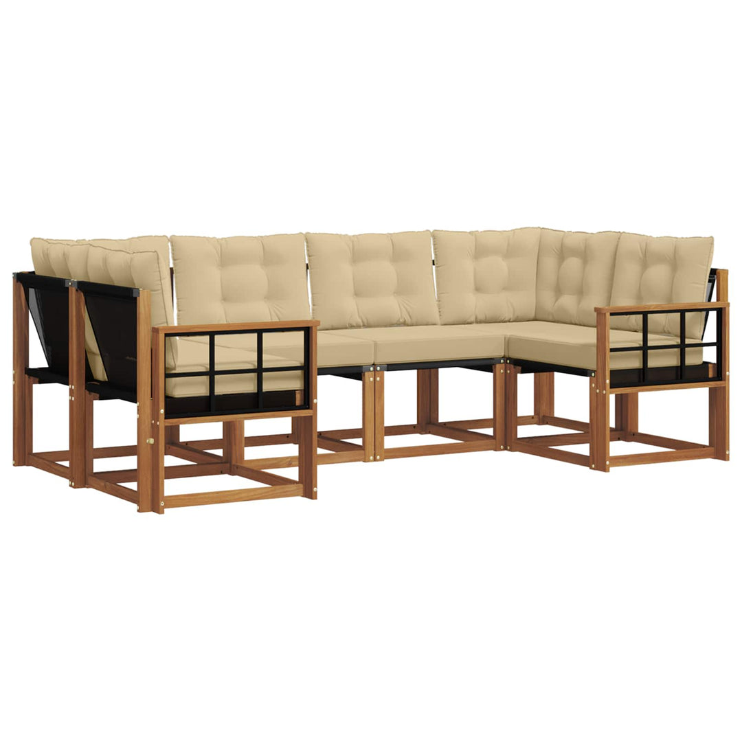 Udendørs sofagruppe med pude 6 pcs Naturlig og Beige