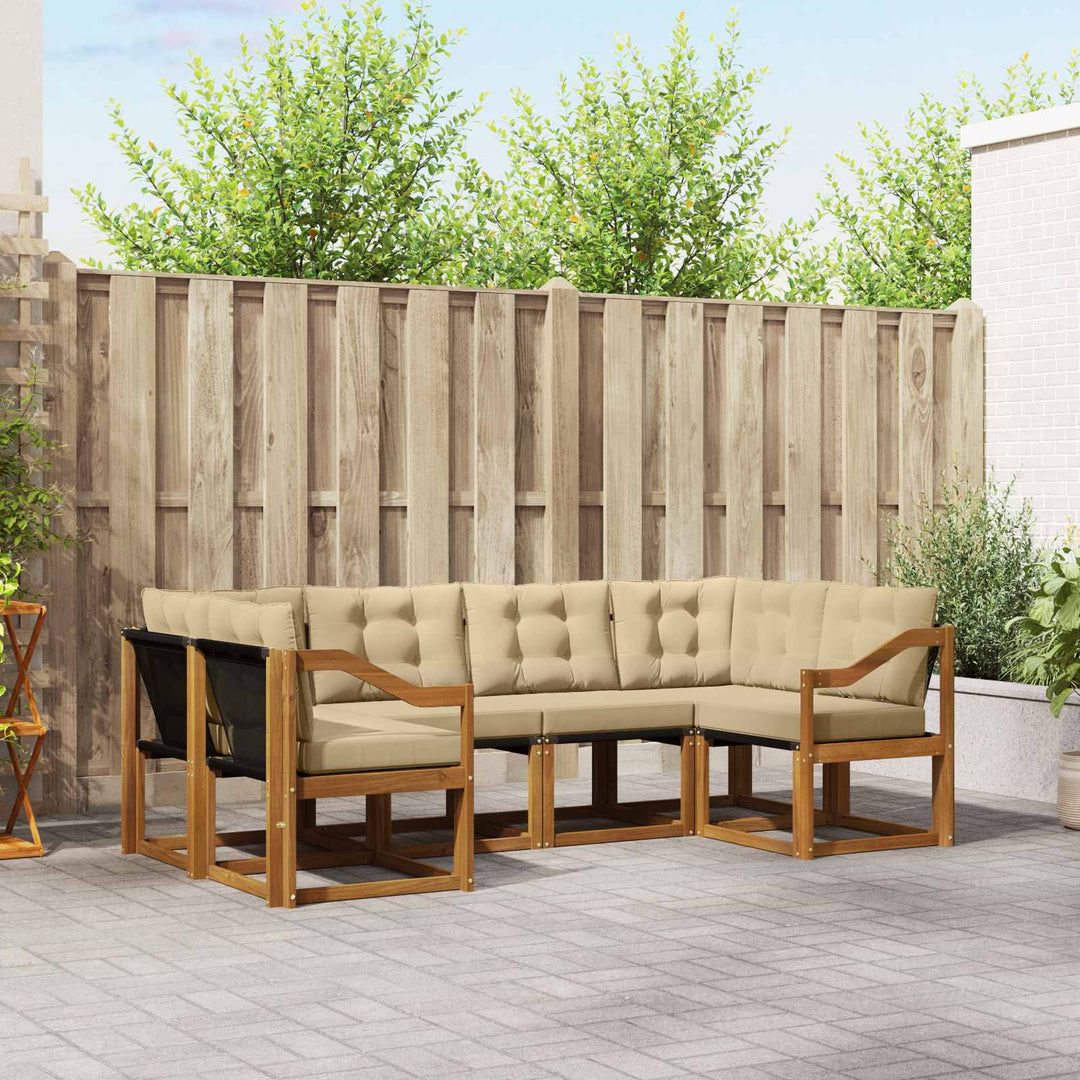 Udendørs sofagruppe med pude 6 pcs Naturlig og Beige