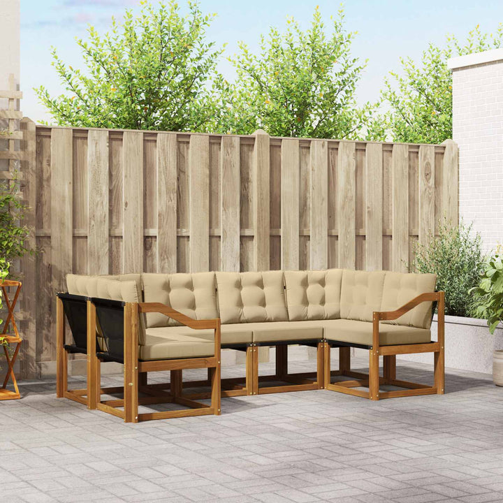 Udendørs sofagruppe med pude 6 pcs Naturlig og Beige