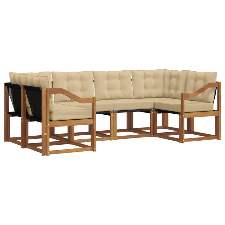 Udendørs sofagruppe med pude 6 pcs Naturlig og Beige