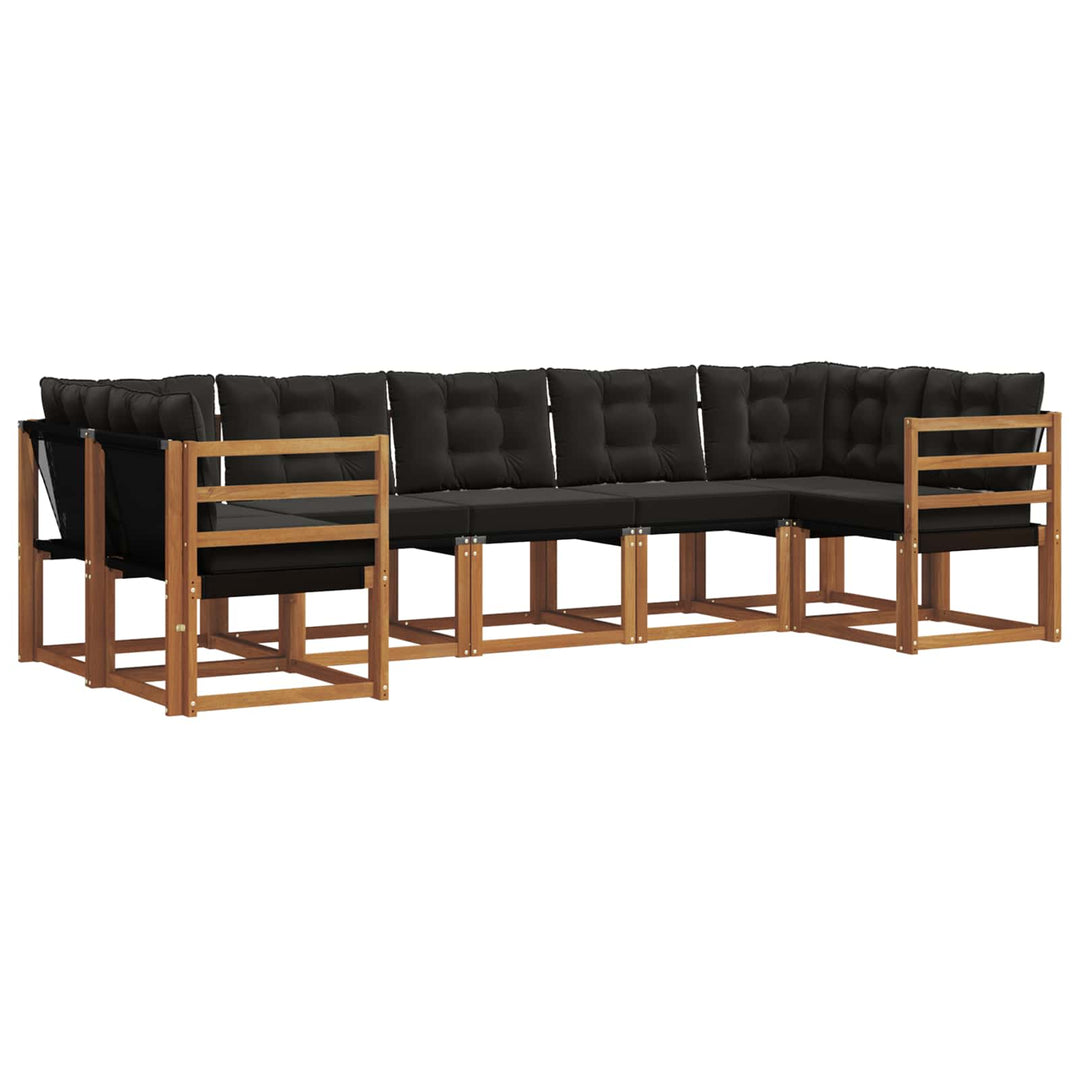 Udendørs sofagruppe med pude 7 pcs Naturlig og sort