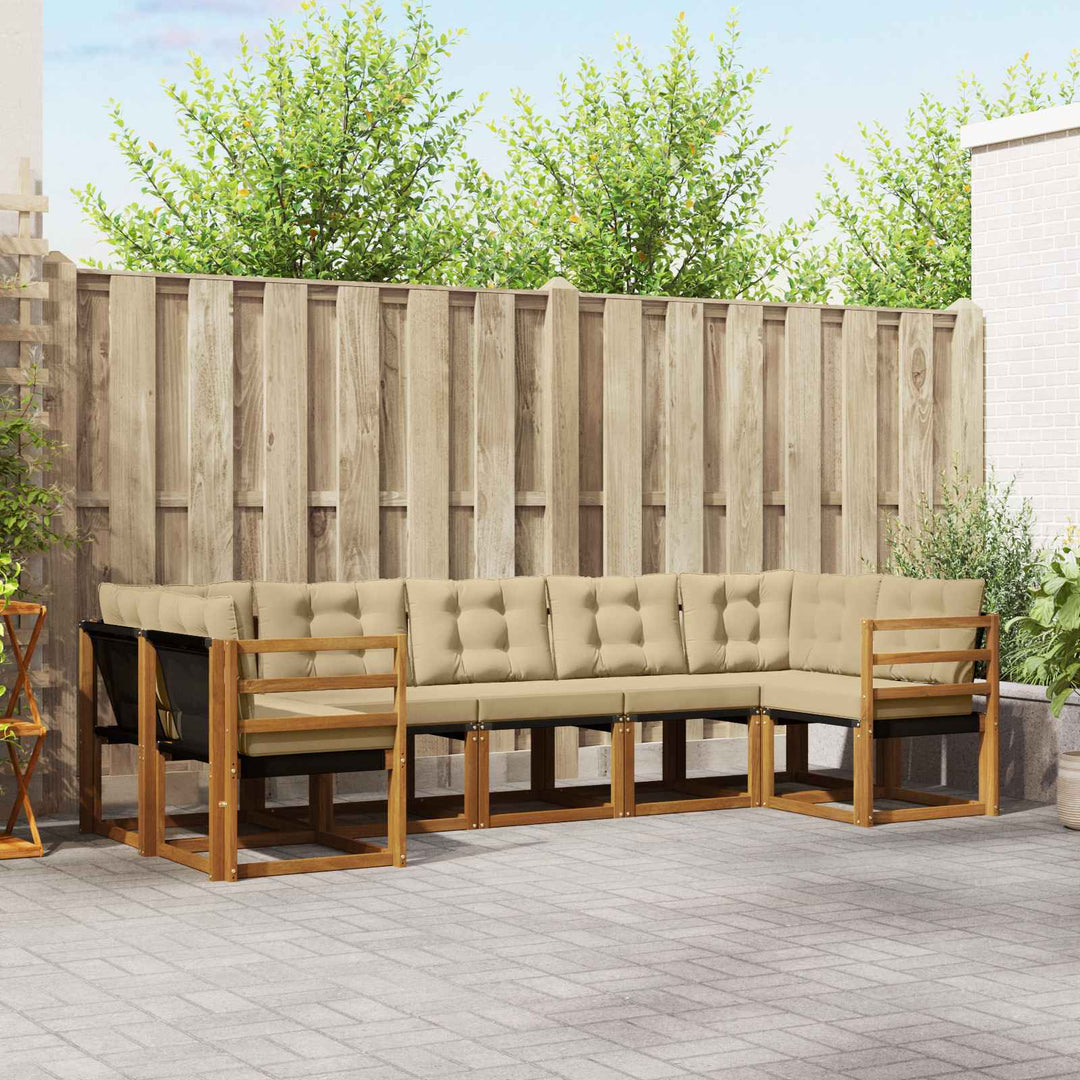 Udendørs sofagruppe med pude 7 pcs Naturlig og Beige