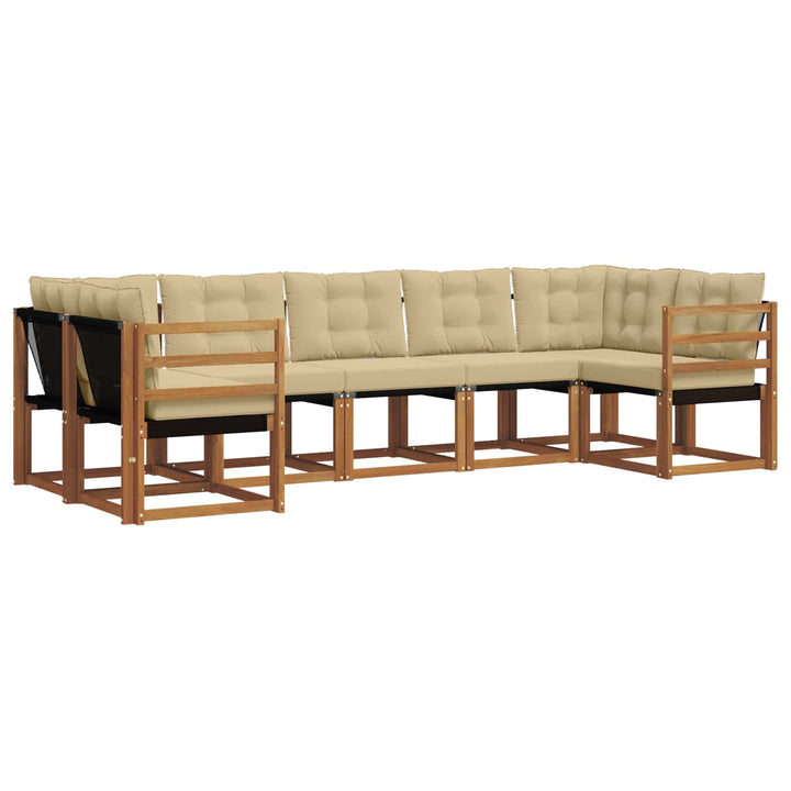 Udendørs sofagruppe med pude 7 pcs Naturlig og Beige