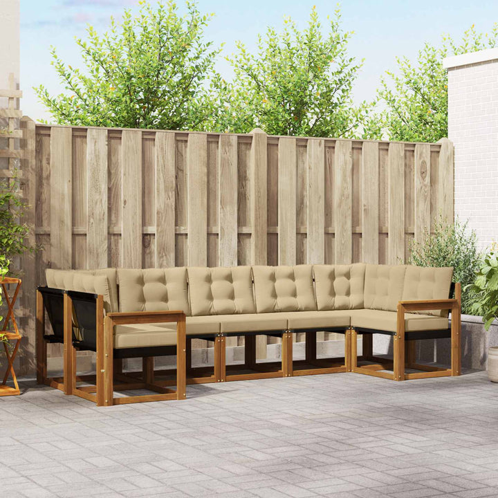 Udendørs sofagruppe med pude 7 pcs Naturlig og Beige