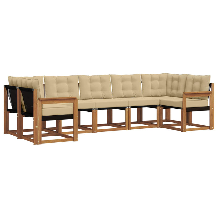 Udendørs sofagruppe med pude 7 pcs Naturlig og Beige