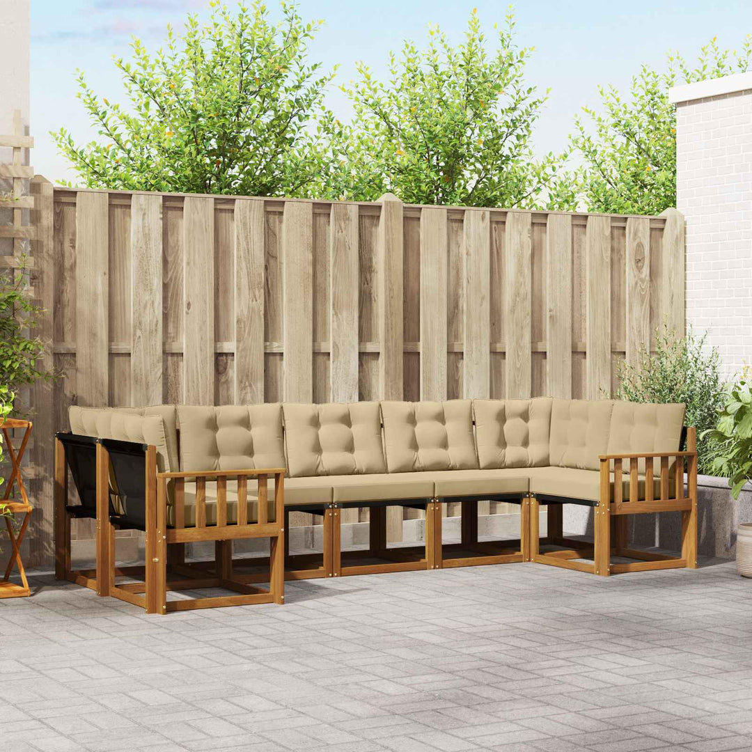 Udendørs sofagruppe med pude 7 pcs Naturlig og Beige