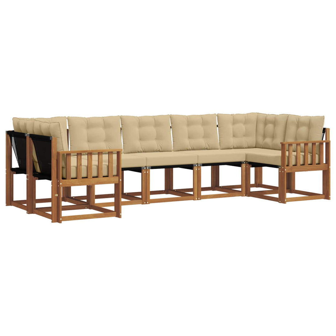 Udendørs sofagruppe med pude 7 pcs Naturlig og Beige