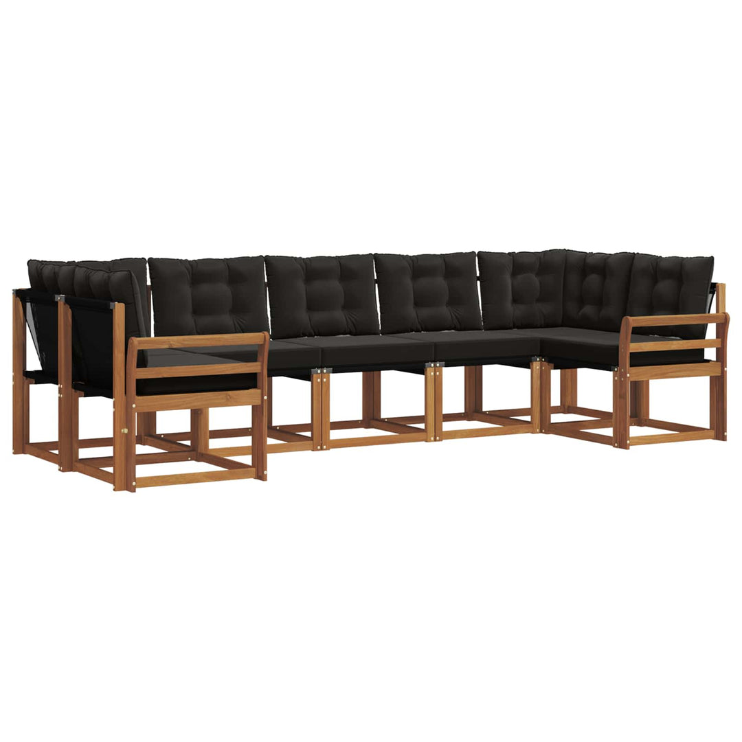 Udendørs sofagruppe med pude 7 pcs Naturlig og sort