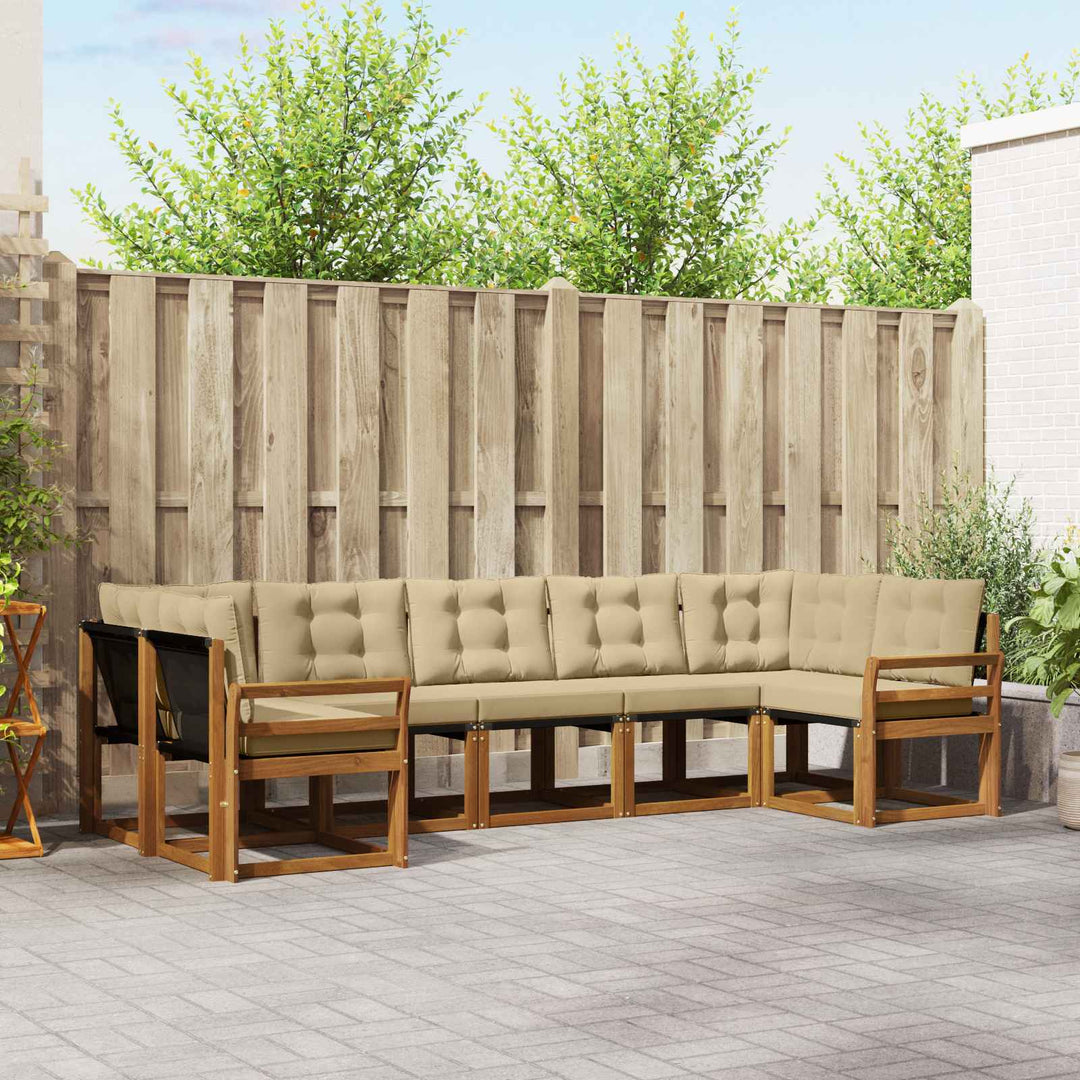 Udendørs sofagruppe med pude 7 pcs Naturlig og Beige