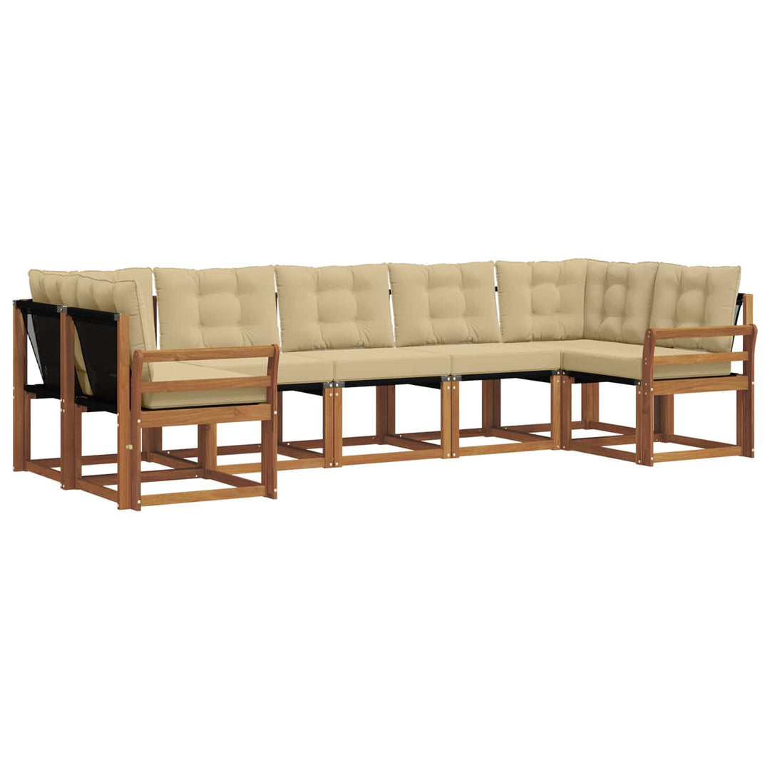 Udendørs sofagruppe med pude 7 pcs Naturlig og Beige
