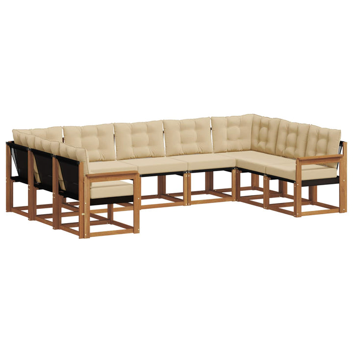 Udendørs sofagruppe 9 pcs Naturlig og Beige Massivt Akacietræ