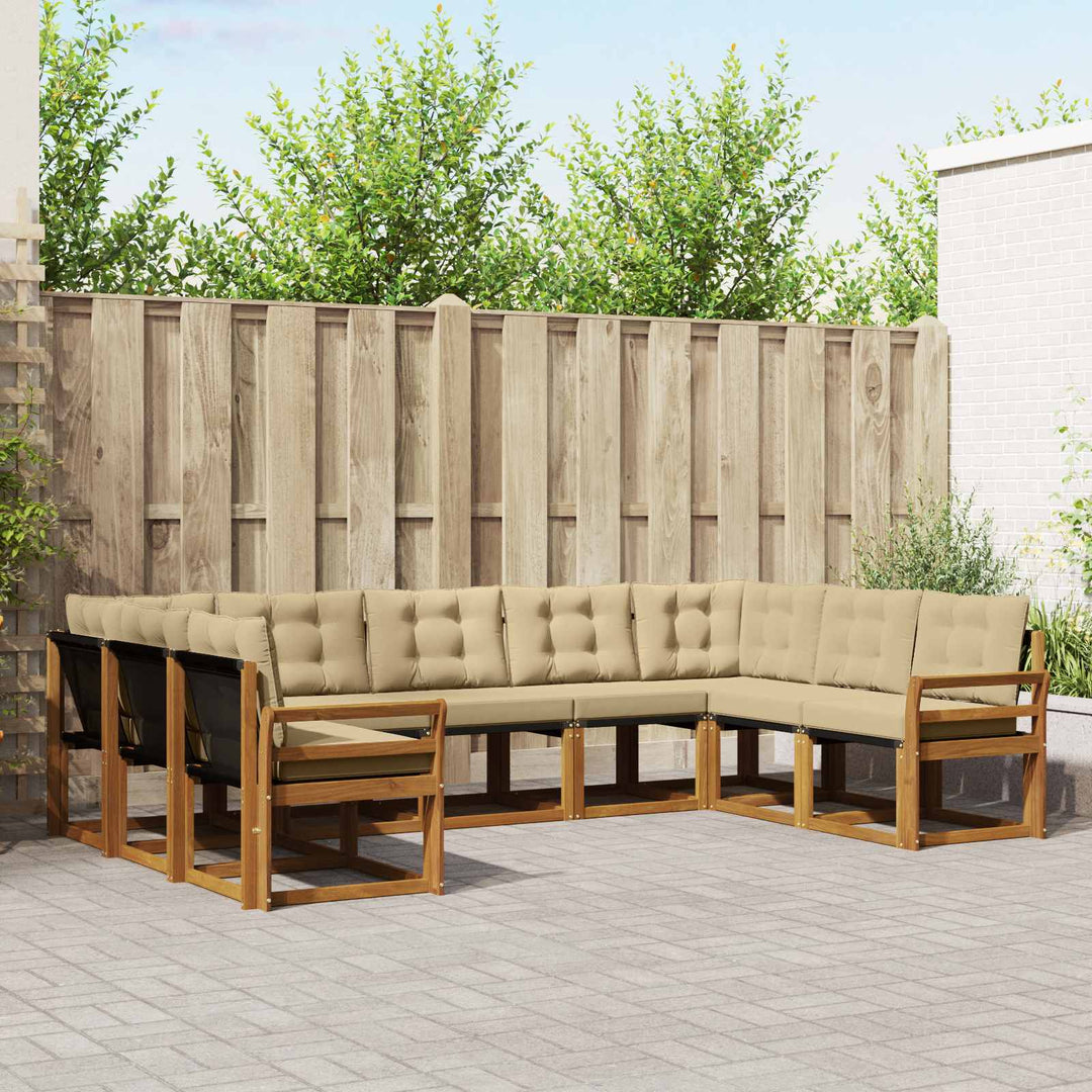 Udendørs sofagruppe med pude 9 pcs Naturlig og Beige