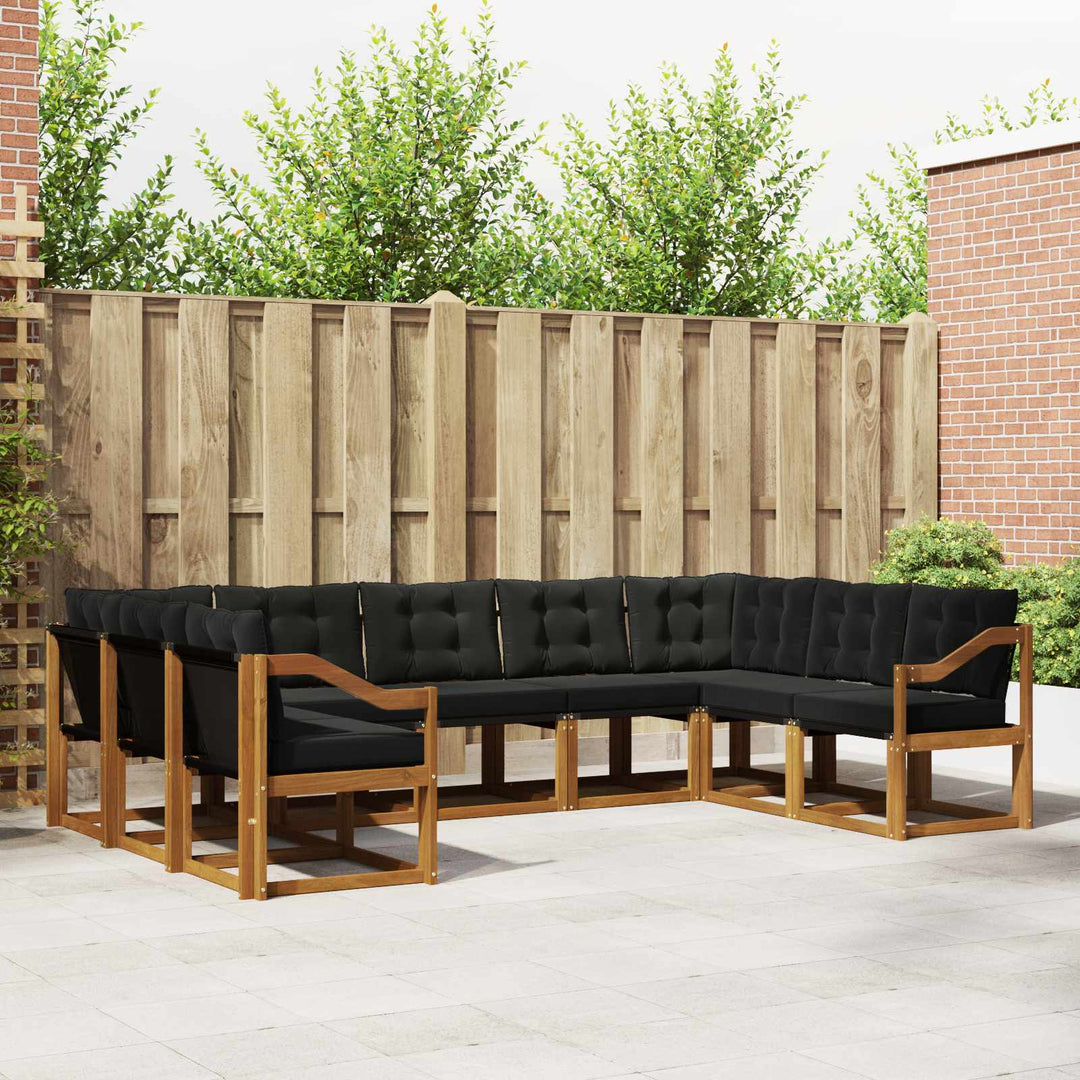 Udendørs sofagruppe 9 pcs Naturlig og sort Massivt Akacietræ
