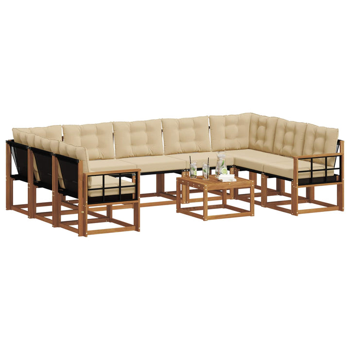 Udendørs sofagruppe med pude 10 pcs Naturlig og Beige