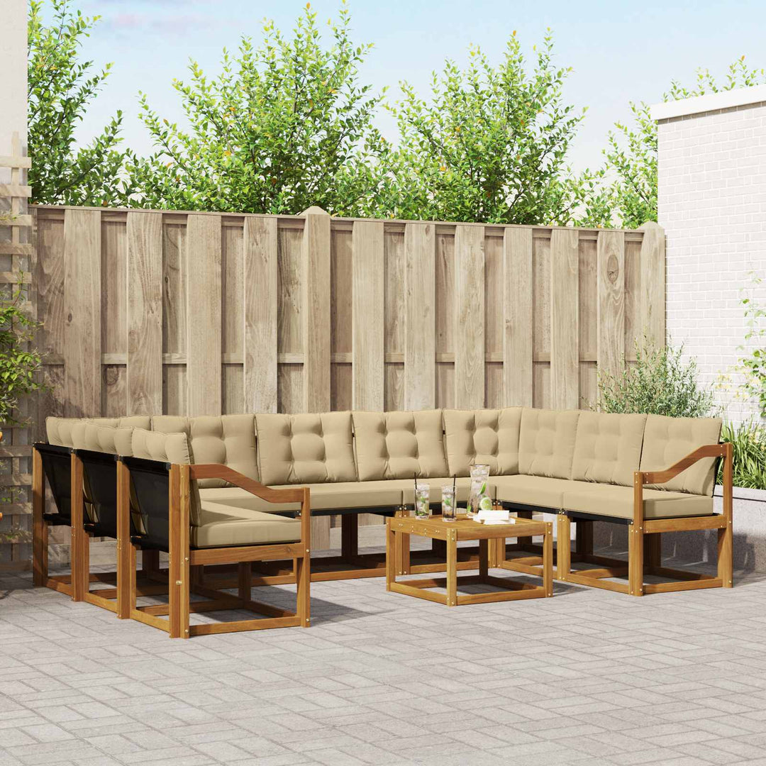 Udendørs sofagruppe med pude 10 pcs Naturlig og Beige
