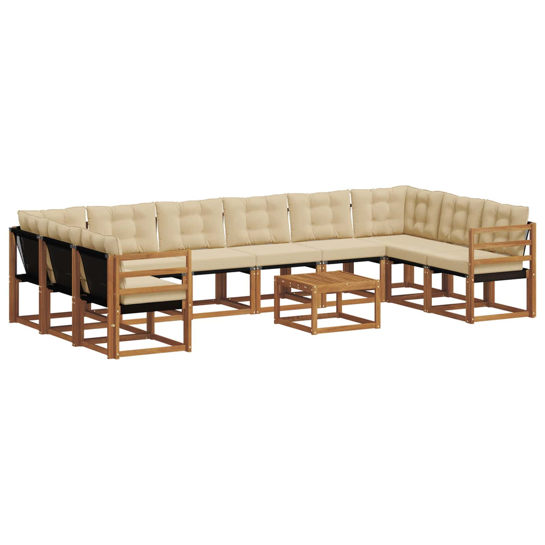 Udendørs sofagruppe med pude 11 pcs Naturlig og Beige