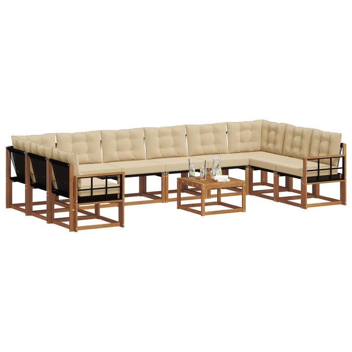 Udendørs sofagruppe med pude 11 pcs Naturlig og Beige
