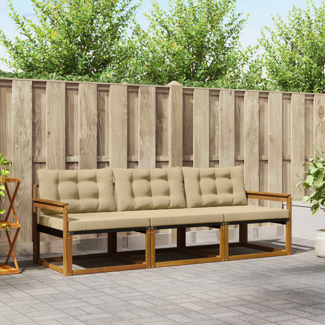 Udendørs sofagruppe med pude 3 pcs Naturlig og Beige