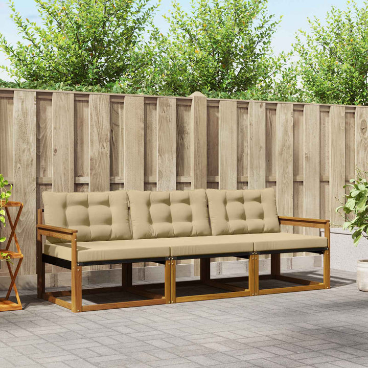 Udendørs sofagruppe med pude 3 pcs Naturlig og Beige