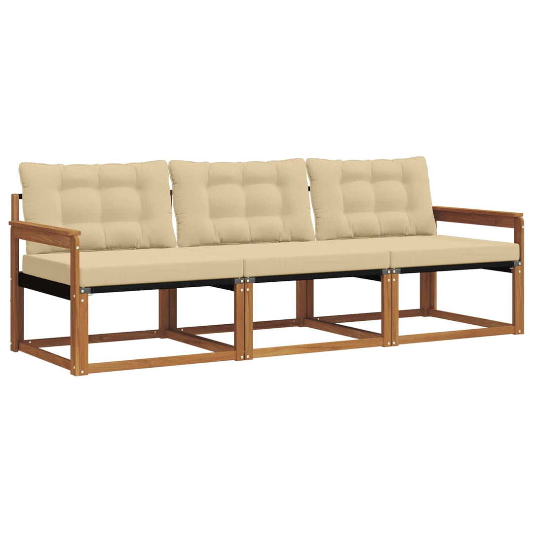 Udendørs sofagruppe med pude 3 pcs Naturlig og Beige